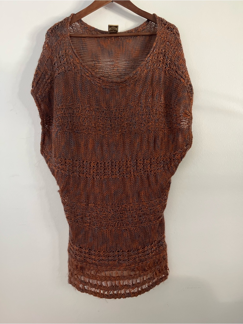 Puff & Bear by Staccato Sweater Open Weave Sleeveless Tunic Y2K Women Size Large